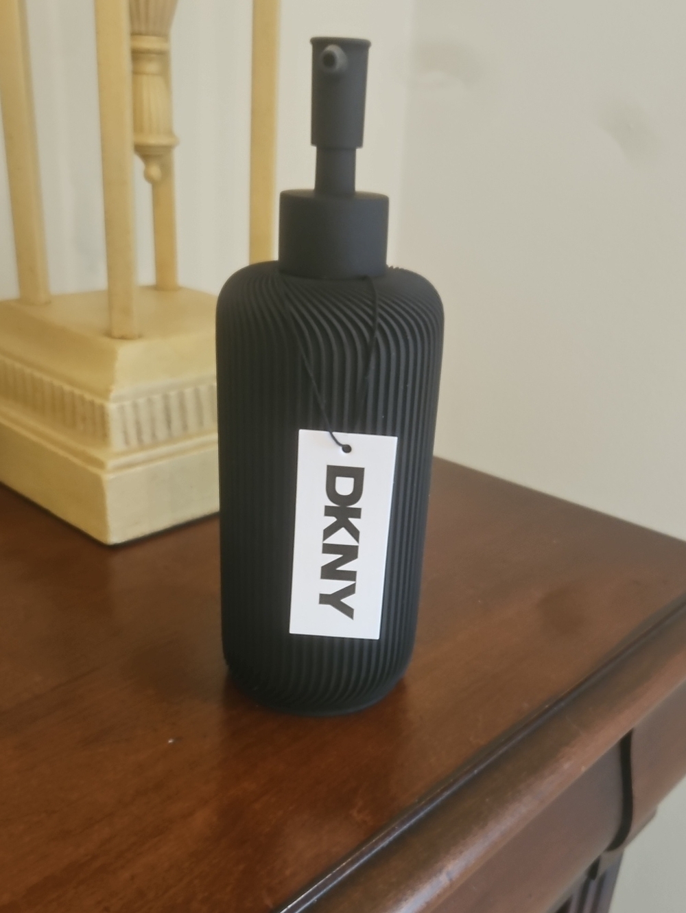 DKNY Matte Black Ribbed Soap Dispenser